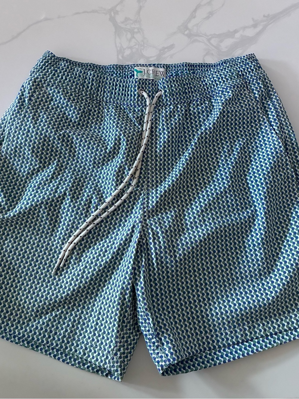 J. Crew Men’s Blue Patterned Swim Shorts Small.